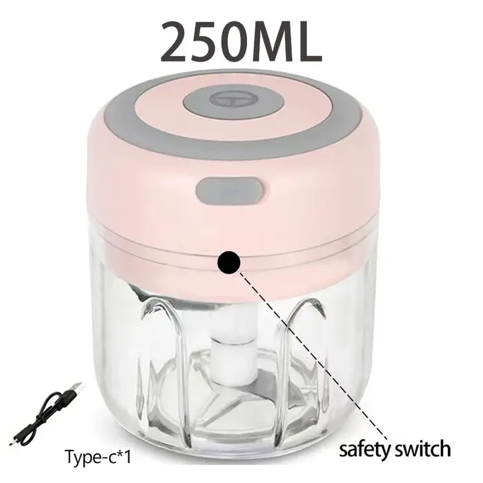 Hachoir électrique (250ML), 3 lames pour hacher, meuler, hacher, fouetter, 30W