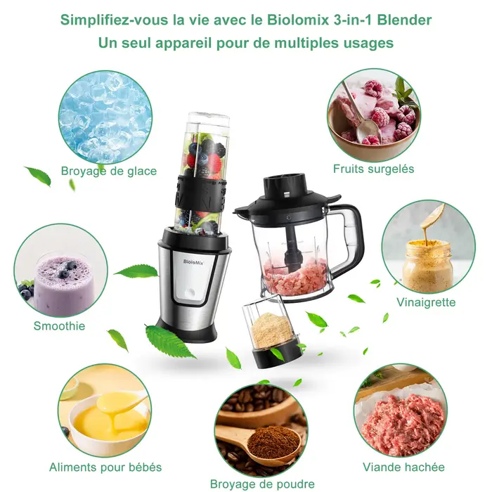 BioloMix-Robot Culinaire Multifonctionnel 3 en 1