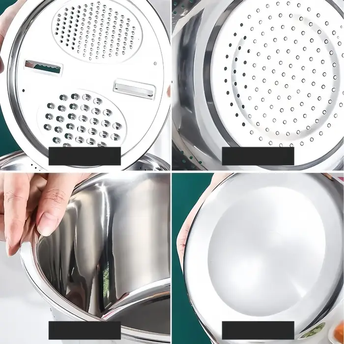Ensemble de bols mélangeurs multifonctionnels en acier inoxydable pour légumes