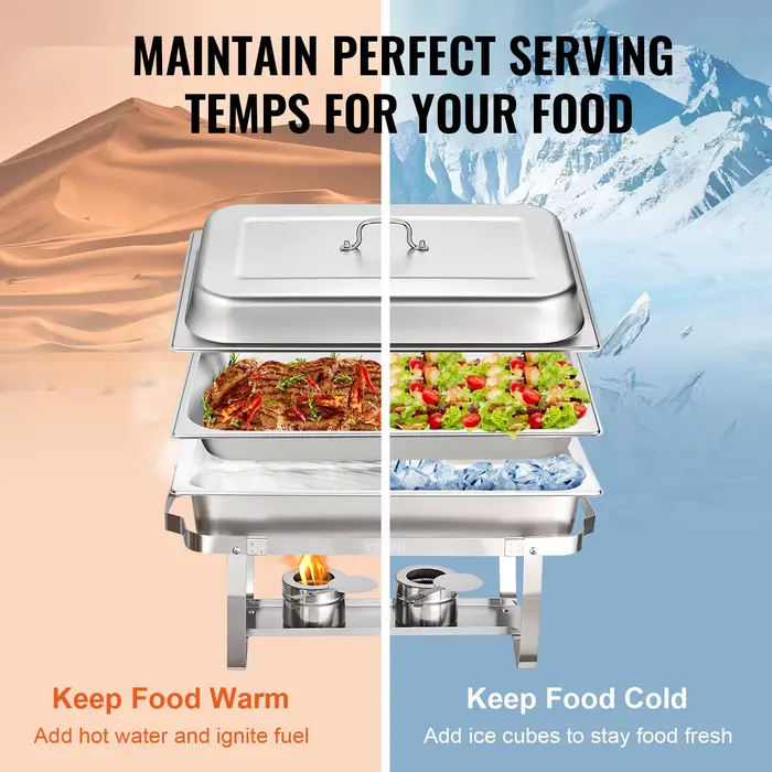 SucceBuy – réchaud rectangulaire 8QT, 2/4/6 paquets avec poêles pleine taille, Buffet, chauffage de