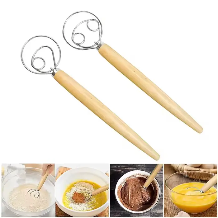 Grande main danois pâte fouet pain mélangeur en acier inoxydable gâteau pâtisserie