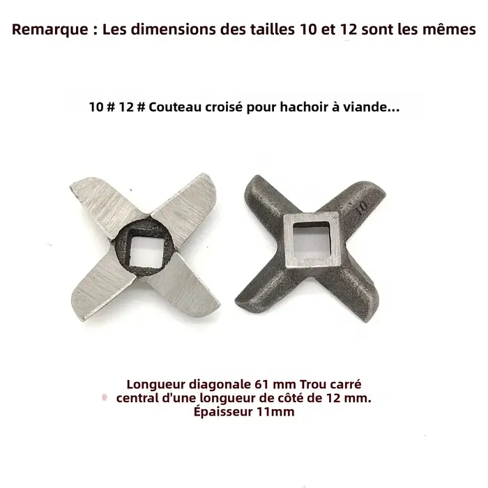 Lame croisée pour hachoir à viande