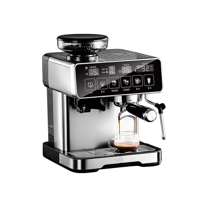 Machine à expresso 20Bar avec mousseur à lait – Cafetière entièrement automatique, broyeur intégré, 