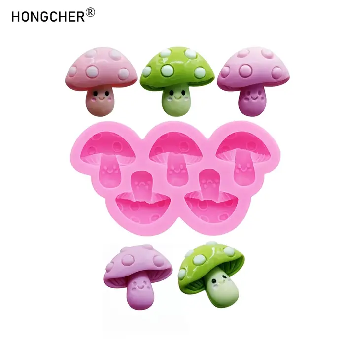 Dessin animé Mini champignon chocolat Flip gâteau cuisson Dessert décoration Silicone moule bricolage résine bijoux