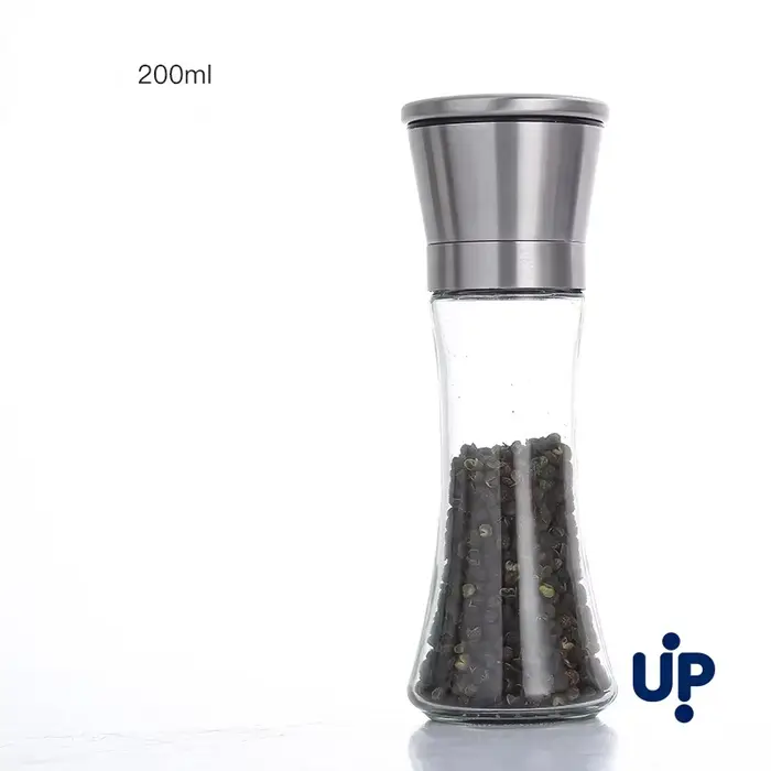 Moulin à poivre 180/200 ml en acier inoxydable avec bouteille en verre