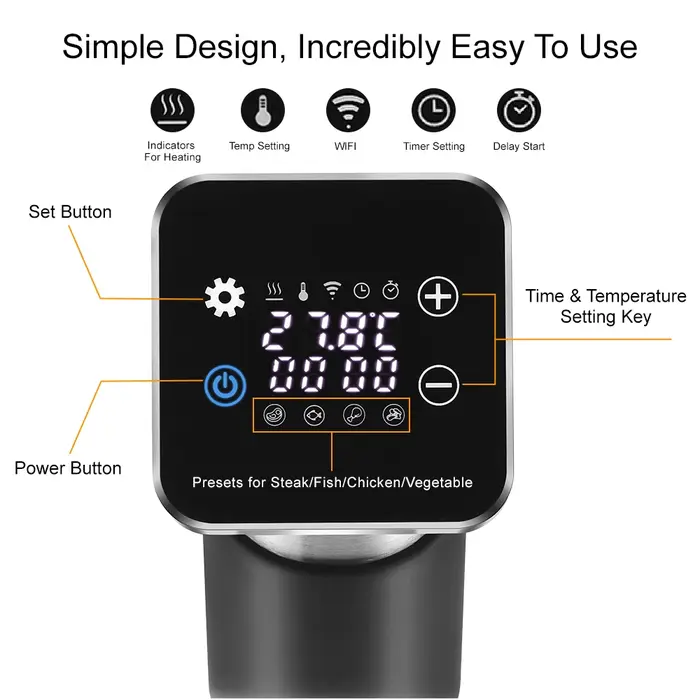 BioloMix – cuiseur Sous Vide WiFi en acier inoxydable, 5ème génération, étanche IPX7, circulateur à