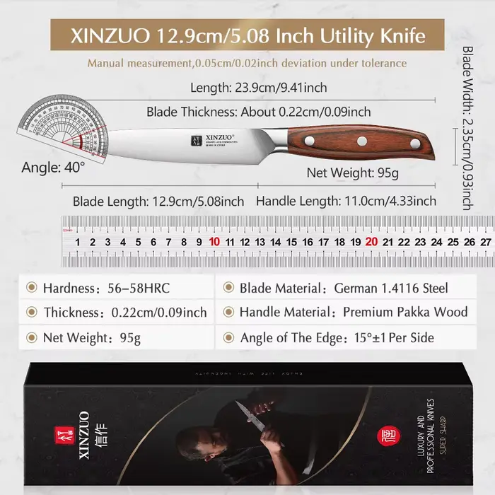 XINZUO allemagne 1.4116 acier 5 ''multifonction utilitaire couteau à éplucher cuisine acier tranchan