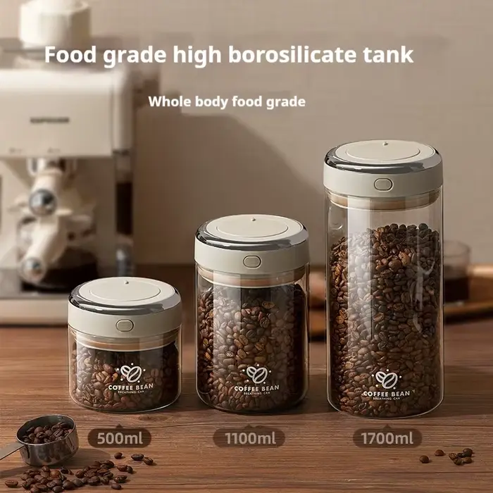 Pot scellé sous vide de grains de café de qualité alimentaire avec traqueur de date et conteneurs de