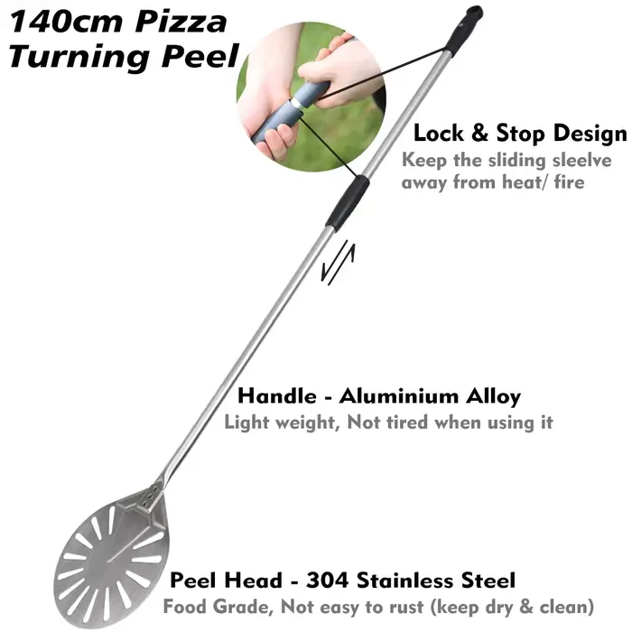 PizzAtHome 56 pouces en acier inoxydable tournant peau ronde Pizza tournant pelle amovible tournant