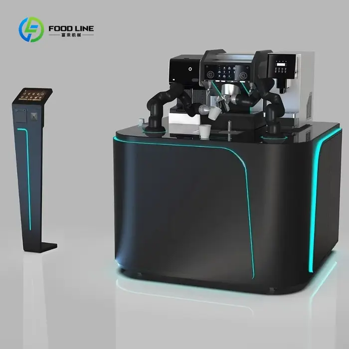 Machine à café barista robotisée en acier inoxydable personnalisée avec manipulateur de tasses 8oz/1