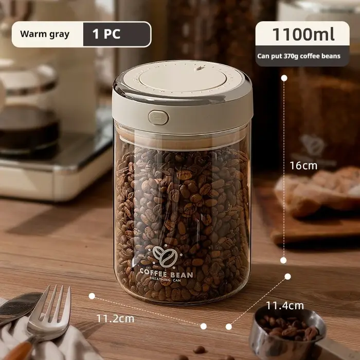 Pot scellé sous vide de grains de café de qualité alimentaire avec traqueur de date et conteneurs de stockage de valve