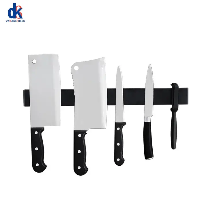 Porte-couteau magnétique noir en acier inoxydable 304, plusieurs tailles, support mural sans perçage
