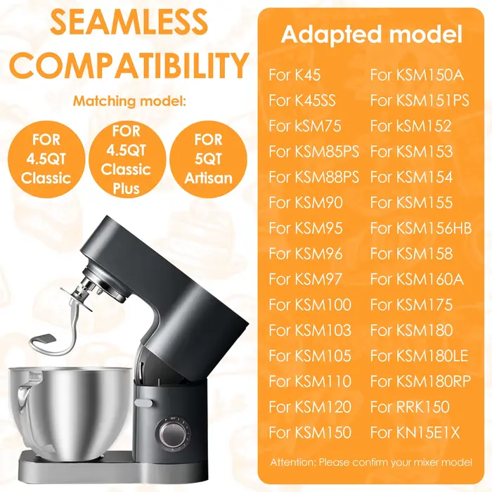 Bol mélangeur en acier inoxydable pour KitchenAid Artisan & Classic Series 4.5-5 QT