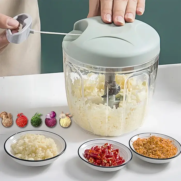 Hachoir à ail coupe-main-rocesseur alimentaire à ficelle à tirer à la main