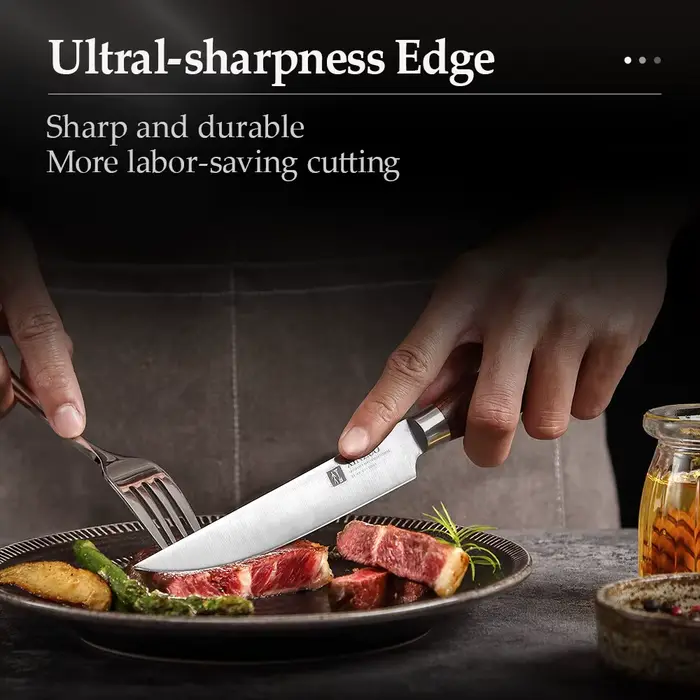 XINZUO Couteau de cuisine professionnel, 5 "Couteau à steak, Rasoir Tranchant, Outils de cuisine, Ma