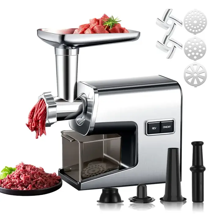 Hachoir à viande électrique professionnel – Hachoir et poussoir à saucisses en acier inoxydable pour la fabrication maison de viande séchée, facile à nettoyer