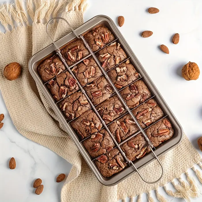 Moule à gâteau Brownie avec séparateurs (12.2 ''x 7.7''), poêle à pain en acier inoxydable, poêle à 