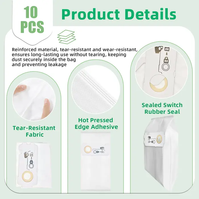 Paquet de 10 pour sac d'aspirateur Festool 204308 CT compatible avec Festool CT MINI, CT MINI I, CT