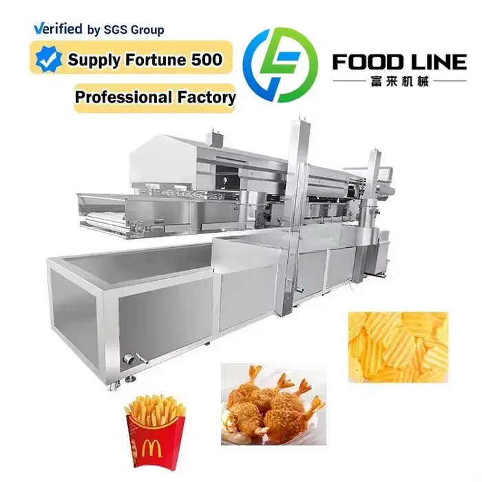 Machine à frire les aliments professionnelle, ligne de friteuse automatique intelligente, équipement