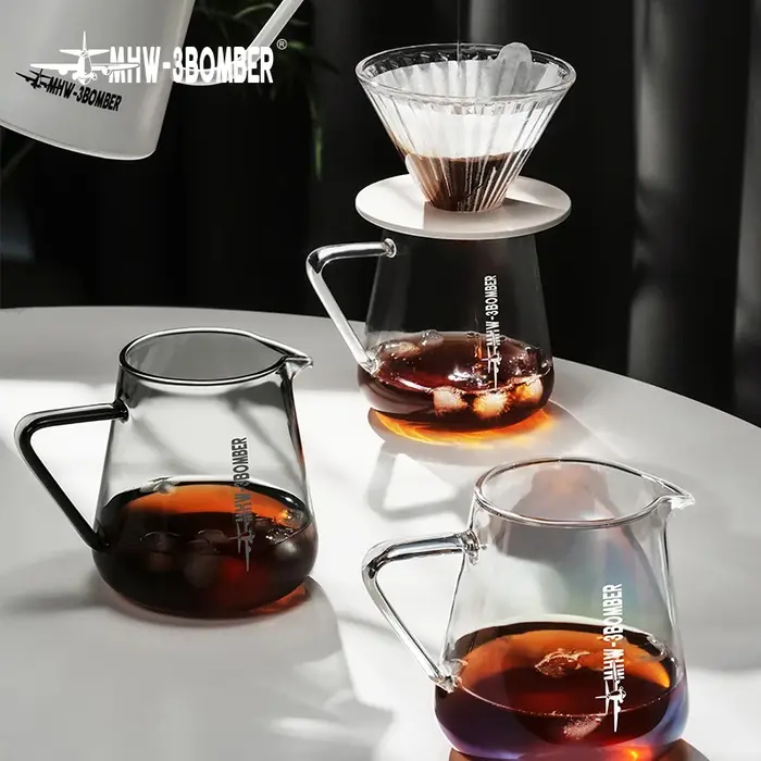 MHW-3BOMBER 500ml Pot à café en verre, cafetière pour expresso et pour le café filtre, transparent,