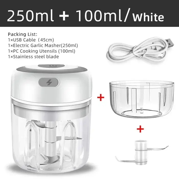 Mini hachoir électrique sans fil pour ail 100ml/250ml, hachoir portable, recharge USB, machine à écr