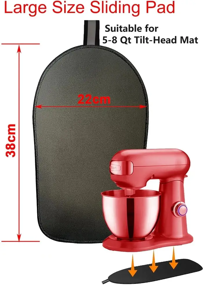Tapis coulissant pour batteur sur socle inclinable KitchenAid, noir, 6,5L-8L