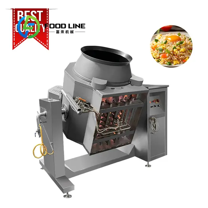 Wok de cuiseur de Robot de friture de tambour de gaz électrique entièrement automatique multifonction Intelligent personnalisé pour le riz frit