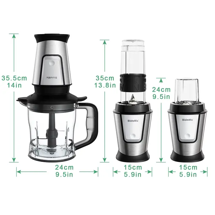 BioloMix-Robot Culinaire Multifonctionnel 3 en 1, Mixeur Portable Ju479, Hachoir à citrouille et Bro
