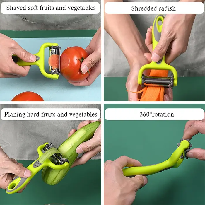 Éplucheur rotatif 3 en 1 pour fruits et légumes