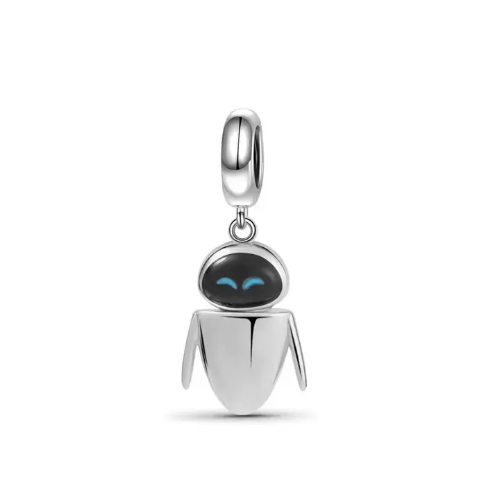 Nouveau Pendentif Robot en Argent 925, Breloque Perle pour Bracelet Original Femme, Bijou Fin à Susp