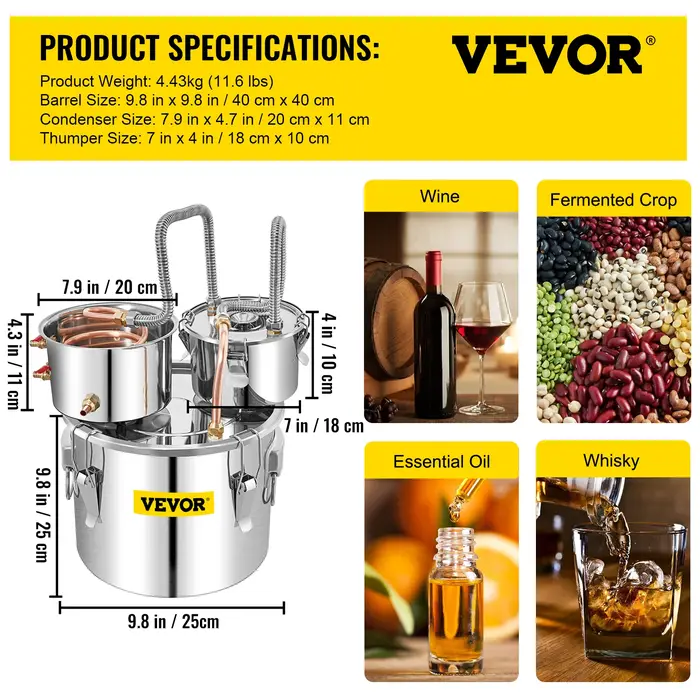 SucceBuy 12L 20L 30L 50L distillateur de brassage d'alcool bricolage appareil Moonshine acier inoxyd