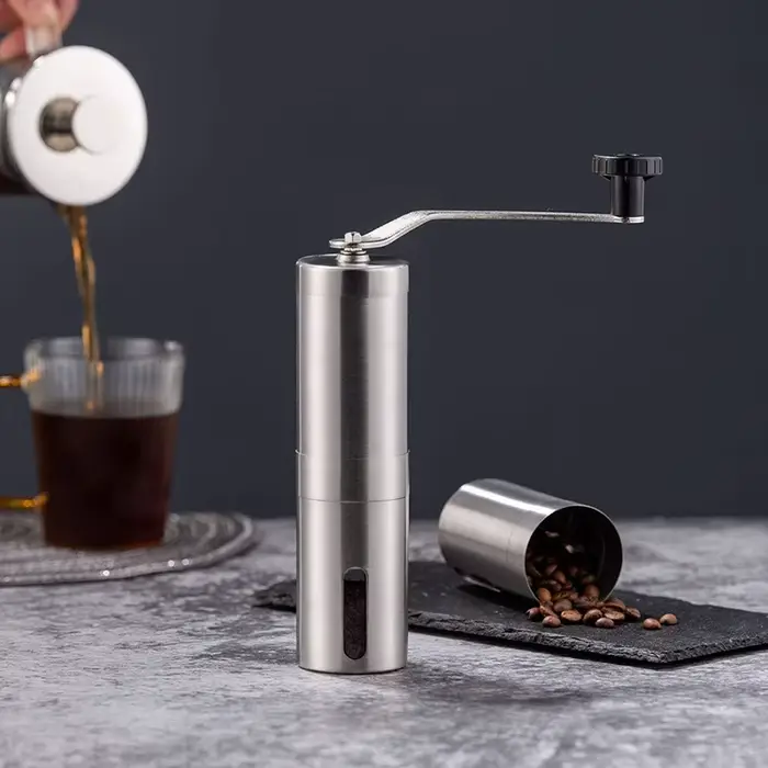 Moulin à café manuel en acier inoxydable, fraise conique manuelle, avec manivelle et 18 réglages rég