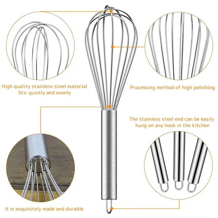 Paquet de 3 fouets en acier inoxydable