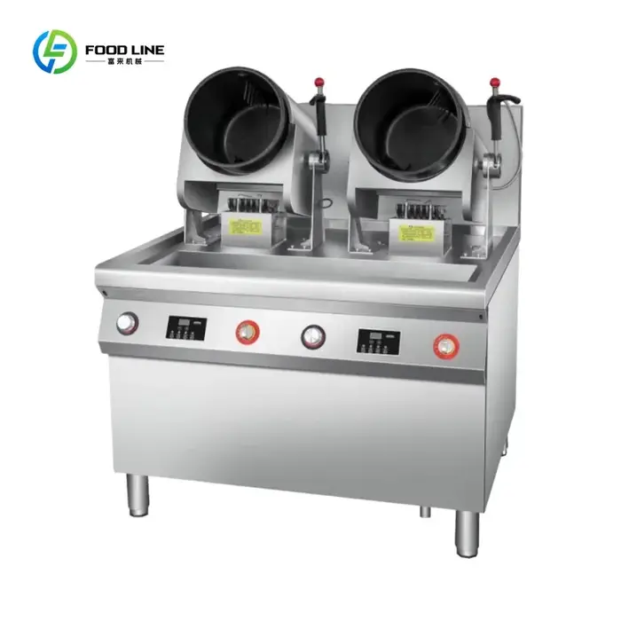Machine de cuisson automatique personnalisée en acier inoxydable, robot à riz frit, wok électrique i