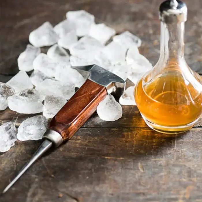 Pick à glace – Picador à glace en acier inoxydable avec manche en bois