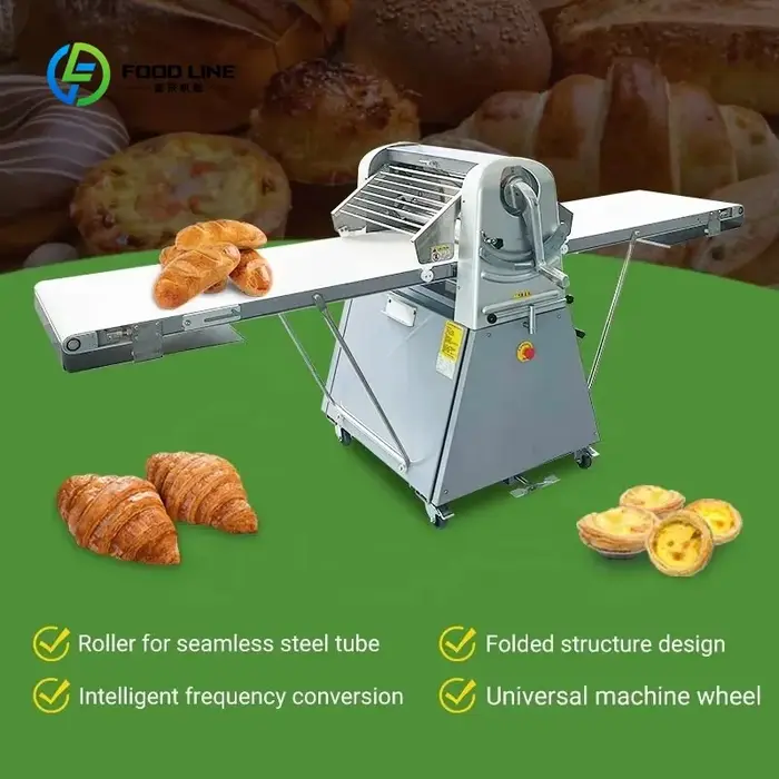 Laminoir à pâte manuel et automatique réversible personnalisé pour croissants