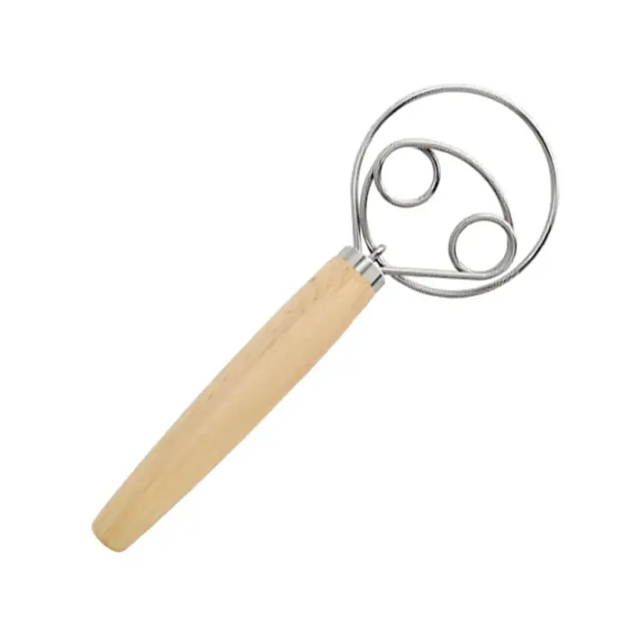 Fouet à pâte danois, manche en bois